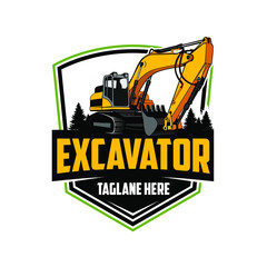 Wall Mural - excavator logo heavy equipment vehicle