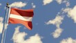 Latvia 3D rendered realistic waving flag illustration on Flagpole. Isolated on sky background with space on the right side.