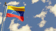 Venezuela 3D rendered realistic waving flag illustration on Flagpole. Isolated on sky background with space on the right side.