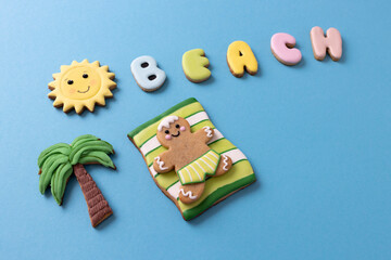 Wall Mural - I love beach tropical summer chilling theme cookies, decorated palm tree delicious sweet treat