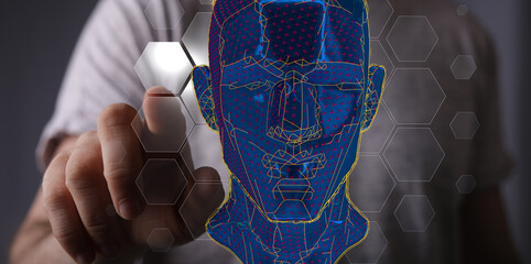 Poster - Silhouette of a 3d human head