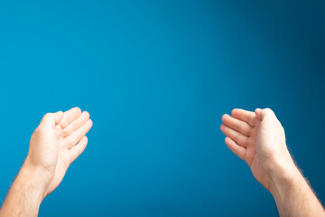 Poster - male  shows outstretched hand with open palm