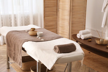 Poster - Stylish room interior with massage table in spa salon