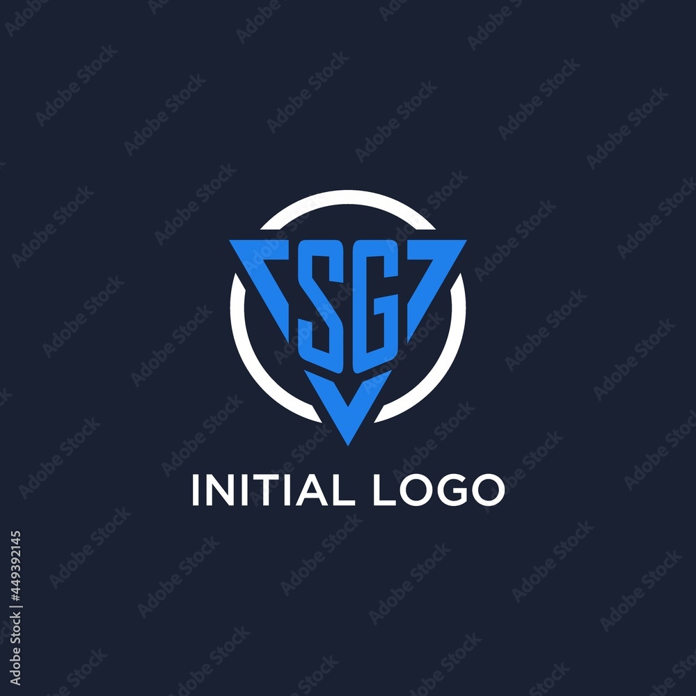 SG monogram logo with triangle shape and circle design elements Stock ...