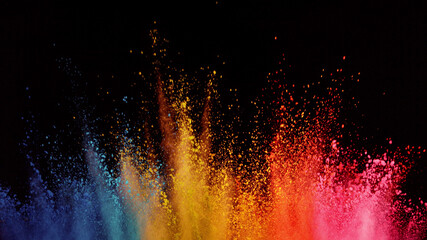 Wall Mural - Freeze motion of coloured powder explosion.