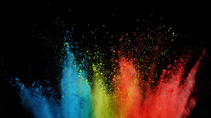 Wall Mural - Freeze motion of coloured powder explosion.