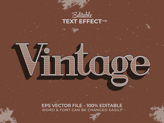 Vintage text effect style with grunge texture background. Editable text font effect.