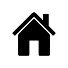 Home Chimney Simple Icon. Black House Symbol Pictogram For Web Button Homepage In Modern Flat Style. Line Illustration Isolated On White Background. Residential Building Icon