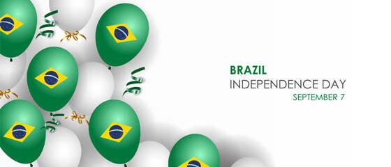 Wall Mural - Brazil independence day 7 september realistic vector with balloons and brazil flag