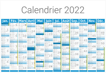 Wall Mural - Calendrier 2022 12 mois au format 650 x 450 mm entièrement modifiable via calques