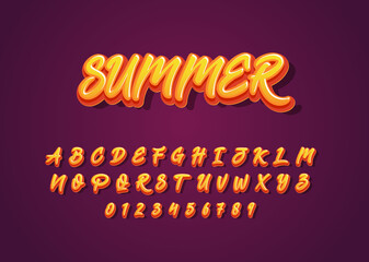 Poster - summer vibes font style text effect, set of alphabet and number for poster headline