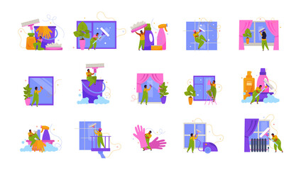 Canvas Print - Window Cleaning Icon Set