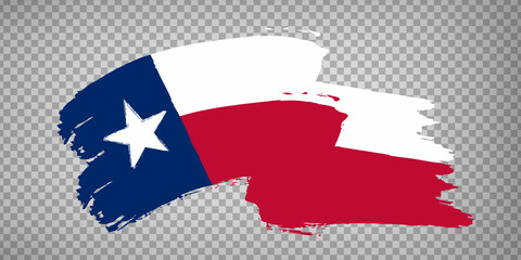 Flag  Texas of United States brush stroke background.  Flag waving  Texas  on transparent background for your web site design, app, UI.  USA. EPS10.