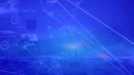 Poster - Digital animation of network of connections floating against blue background