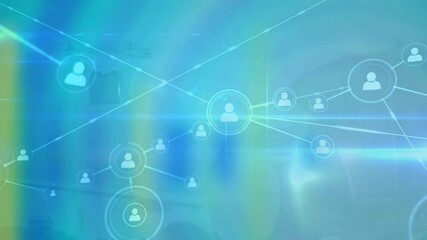 Poster - Digital animation of network of connections floating against blue background