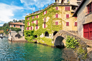 Wall Mural - Town of Nesso historic stone bridge and waterfront on Como Lake