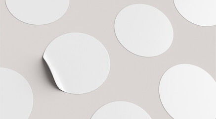 blank white round paper sticker label set collection isolated on white background with clipping path