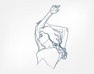 Wall Mural - dream girl line art single line isolated vector illustration abstract