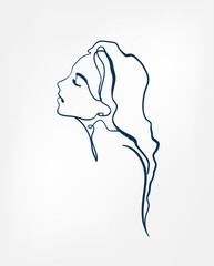 Wall Mural - dream hair girl line art single line isolated vector illustration abstract