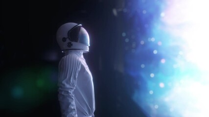 Wall Mural - astronaut in futuristic spaceship, room. cinematic 4k footage