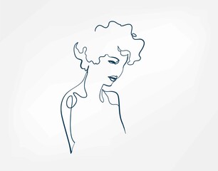 Wall Mural - dream hair girl line art single line isolated vector illustration abstract