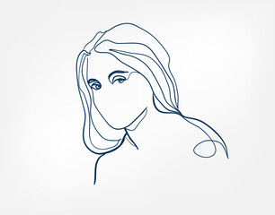 Wall Mural - dream hair girl line art single line isolated vector illustration abstract