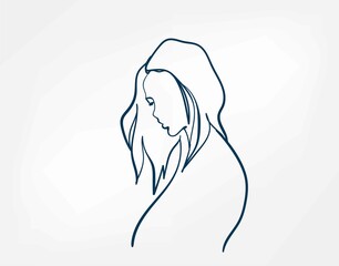 Wall Mural - face girl line art single line isolated vector illustration abstract