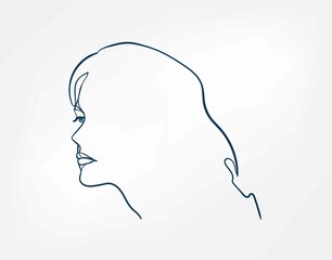Wall Mural - face girl line art single line isolated vector illustration abstract