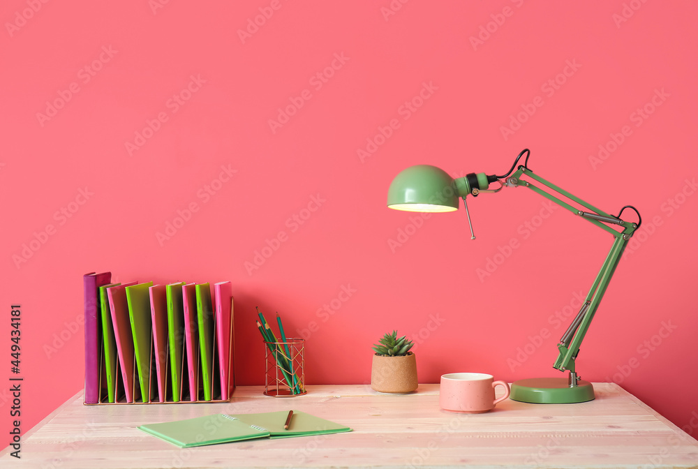 Interior of stylish room with modern workplace