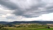 Drohnenaufnahme, Mönchberg mit Wolkenhimmel, Ort im Spessart