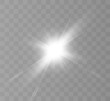 © MAKSYM - Bright white light effect with rays and highlights for vector illustration.