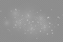 The Dust Sparks And Golden Stars Shine With Special Light. Vector Sparkles On A Transparent Background. . Vector Illustration