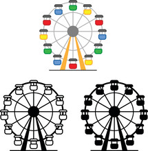 Ferris Wheel Carnival Ride Clipart Set