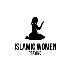 islamic women praying logo icon design modern