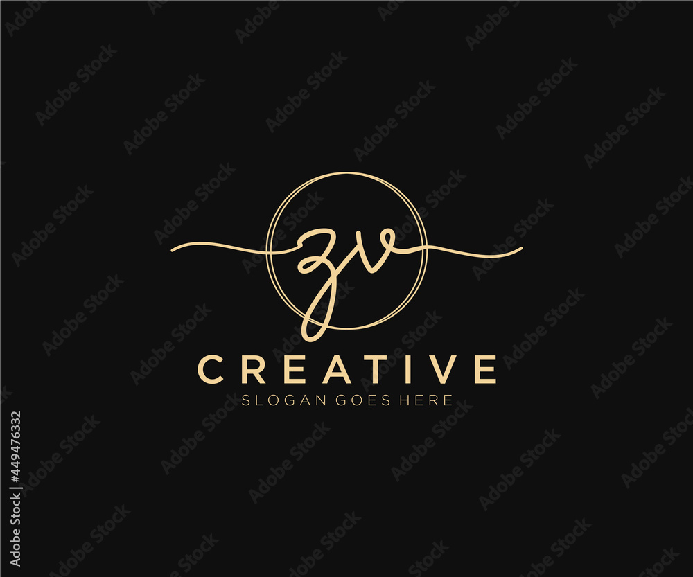 initial ZV Feminine logo beauty monogram and elegant logo design ...