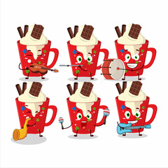 Sticker - Cartoon character of frappe coffee playing some musical instruments