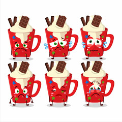 Poster - Frappe coffee cartoon character with sad expression