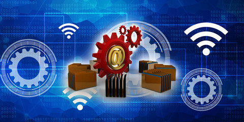 Poster - 3d rendering folder icon email
