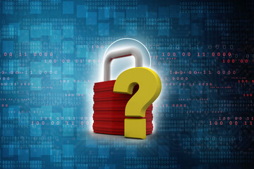 Poster - 3d rendering question mark with lock
