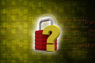 Poster - 3d rendering question mark with lock
