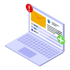 Poster - Laptop mail icon isometric vector. Email notification. New screen