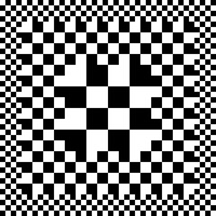 Poster - From small to large cells in center checker ornament. Vector chess tile. Black and white colors only.
