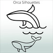 © azouzi - set of orca silhouettes ,  line isolated or logo isolated sign symbol vector, outline and stroke style Collection of high-quality black style vector illustration,