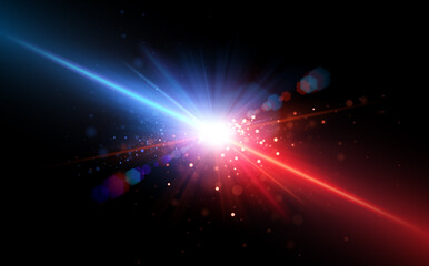 Red and blue forces light rays background