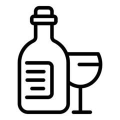 French wine icon outline vector. Food bottle. Champagne glass