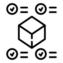 Poster - Parcel box approved icon outline vector. Featured product. Data survey