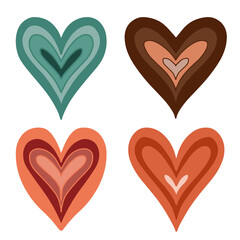 Wall Mural - set of simple hand drawn doodle colorful hearts. vector illustration isolated on white background. s