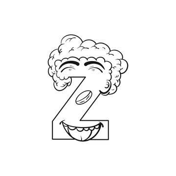 Outline sketch alphabet character Z. handraw sketch alphabet.