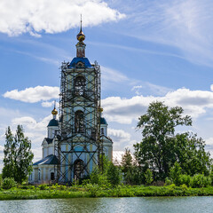 Wall Mural - orthodox bell tower during the renovation