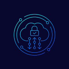 Sticker - Secure cloud access or protected hosting line icon